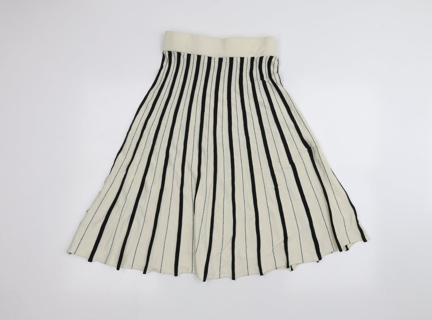Kookai Womens White Striped  A-Line Skirt Size S