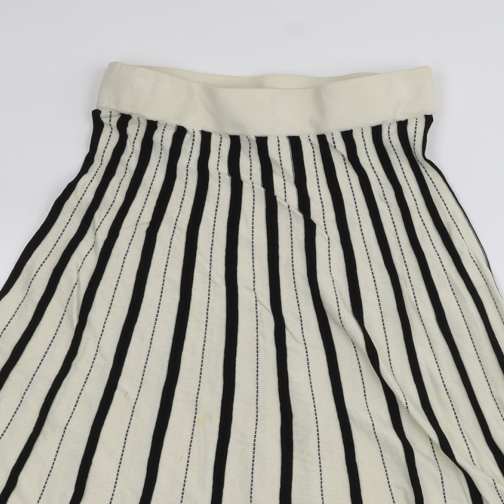 Kookai Womens White Striped  A-Line Skirt Size S