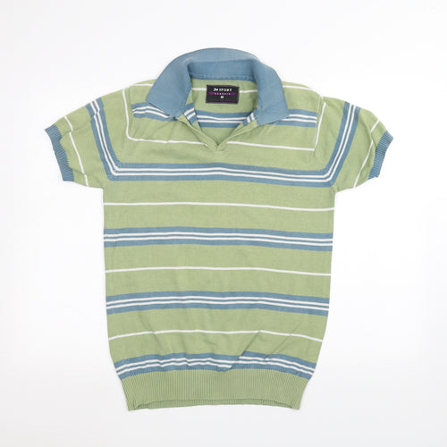 JM sport Mens Green Striped   Polo Size M