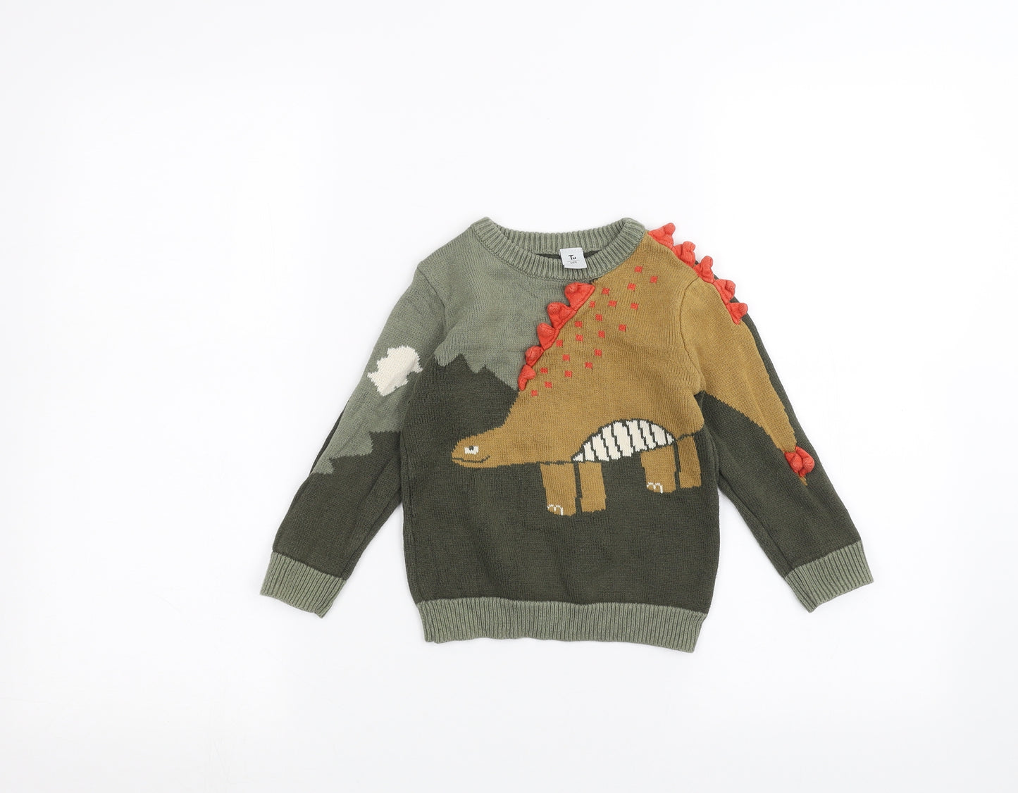 TU Boys Green   Pullover Jumper Size 3-4 Years  - DInosaur