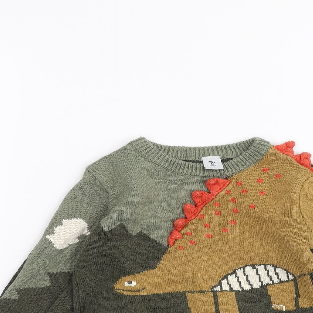 TU Boys Green   Pullover Jumper Size 3-4 Years  - DInosaur