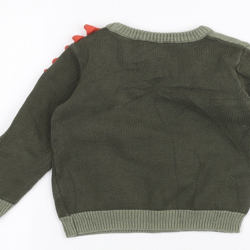 TU Boys Green   Pullover Jumper Size 3-4 Years  - DInosaur