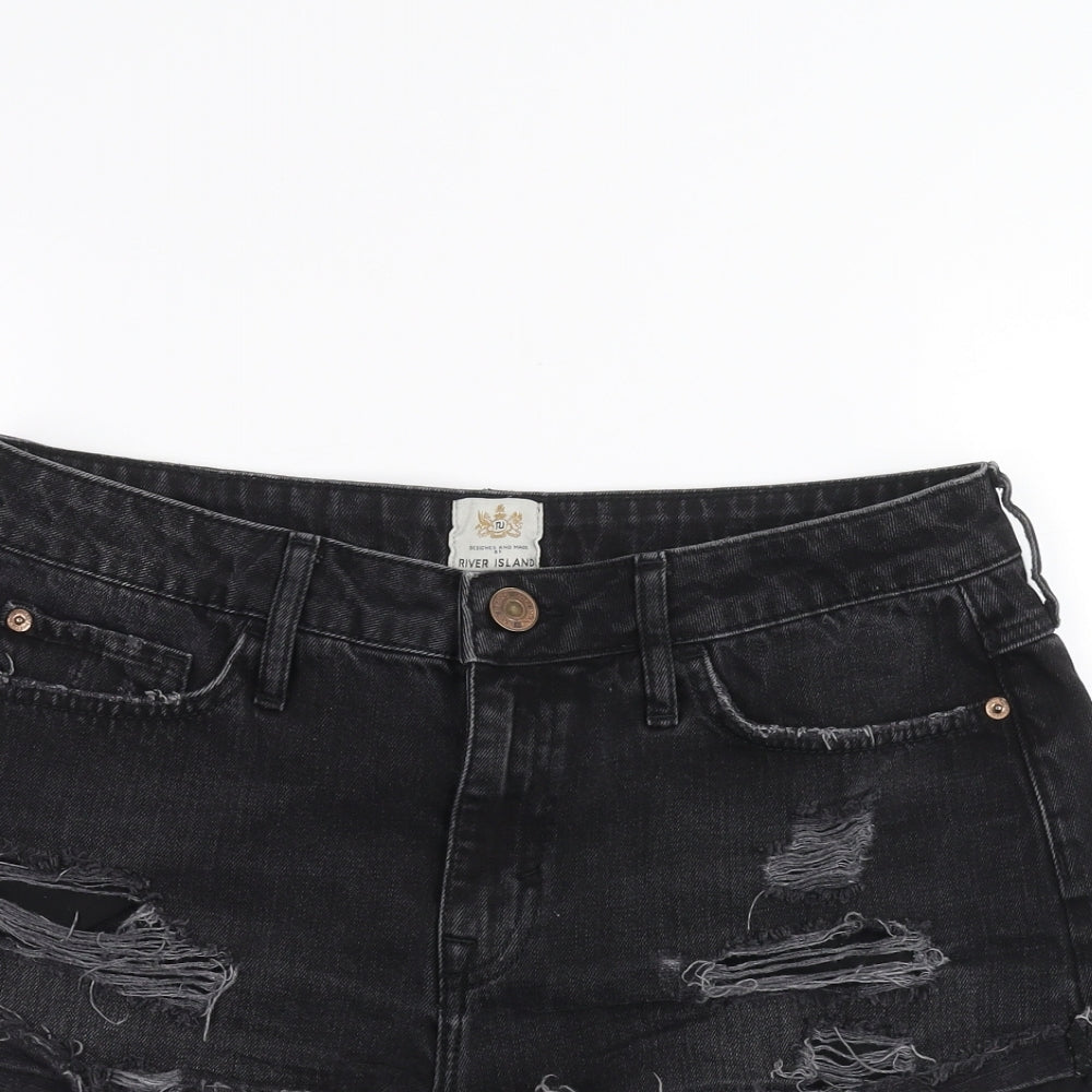 River Island Womens Black  Denim Cut-Off Shorts Size 12