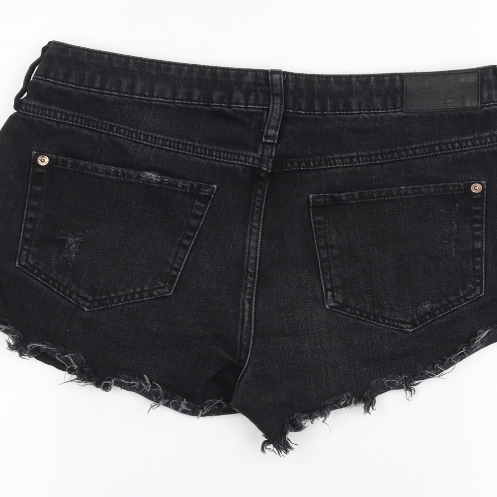 River Island Womens Black  Denim Cut-Off Shorts Size 12