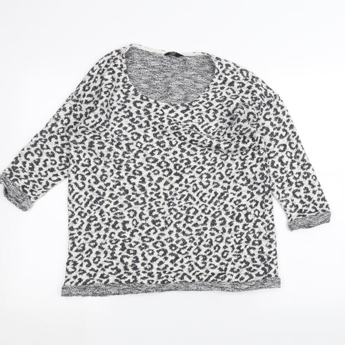 F&F Womens White Animal Print  Pullover Jumper Size 16