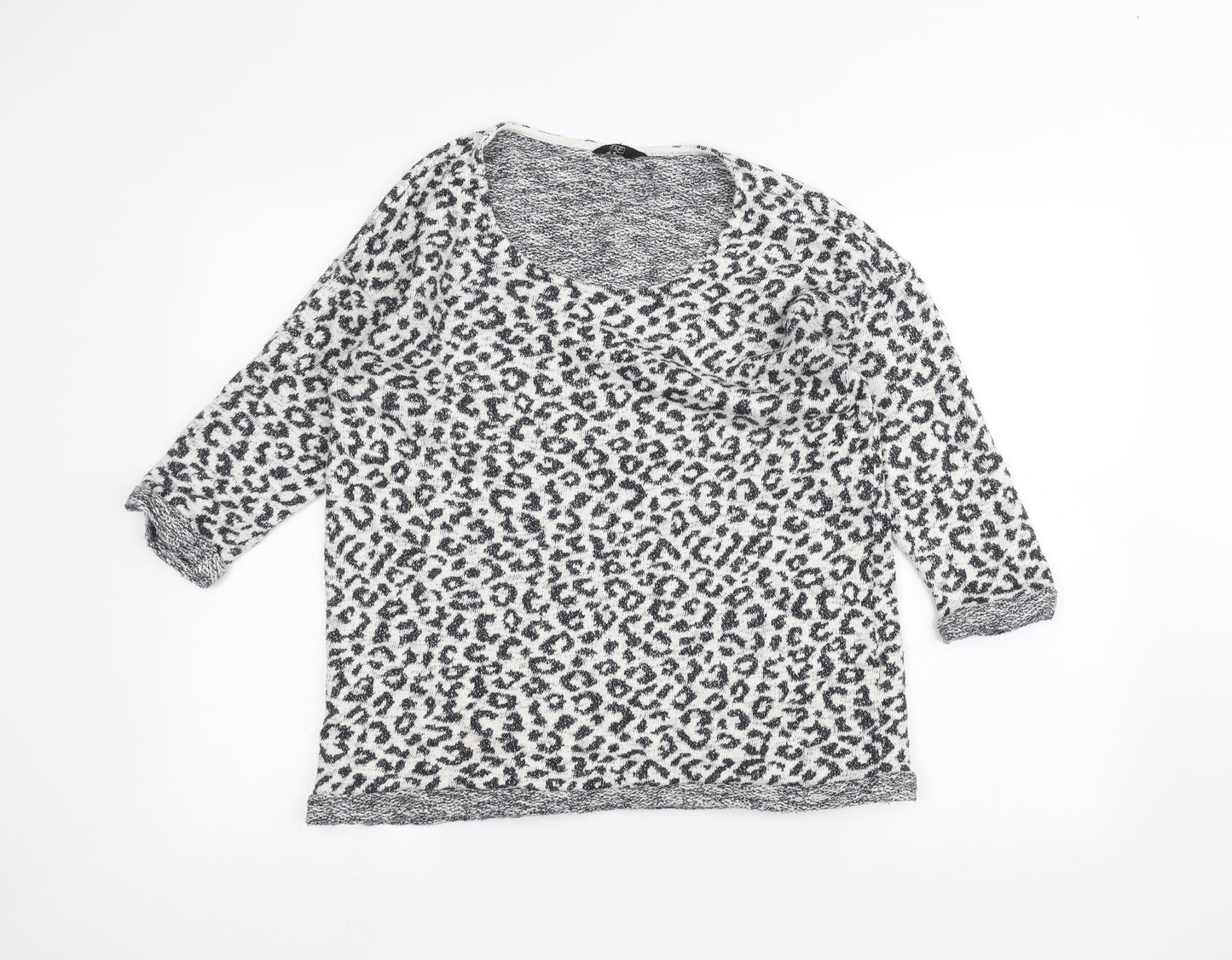 F&F Womens White Animal Print  Pullover Jumper Size 16