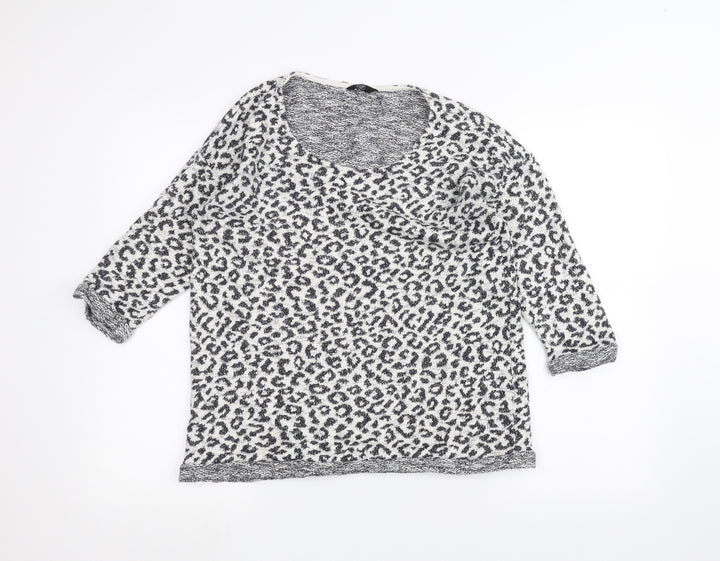 F&F Womens White Animal Print  Pullover Jumper Size 16