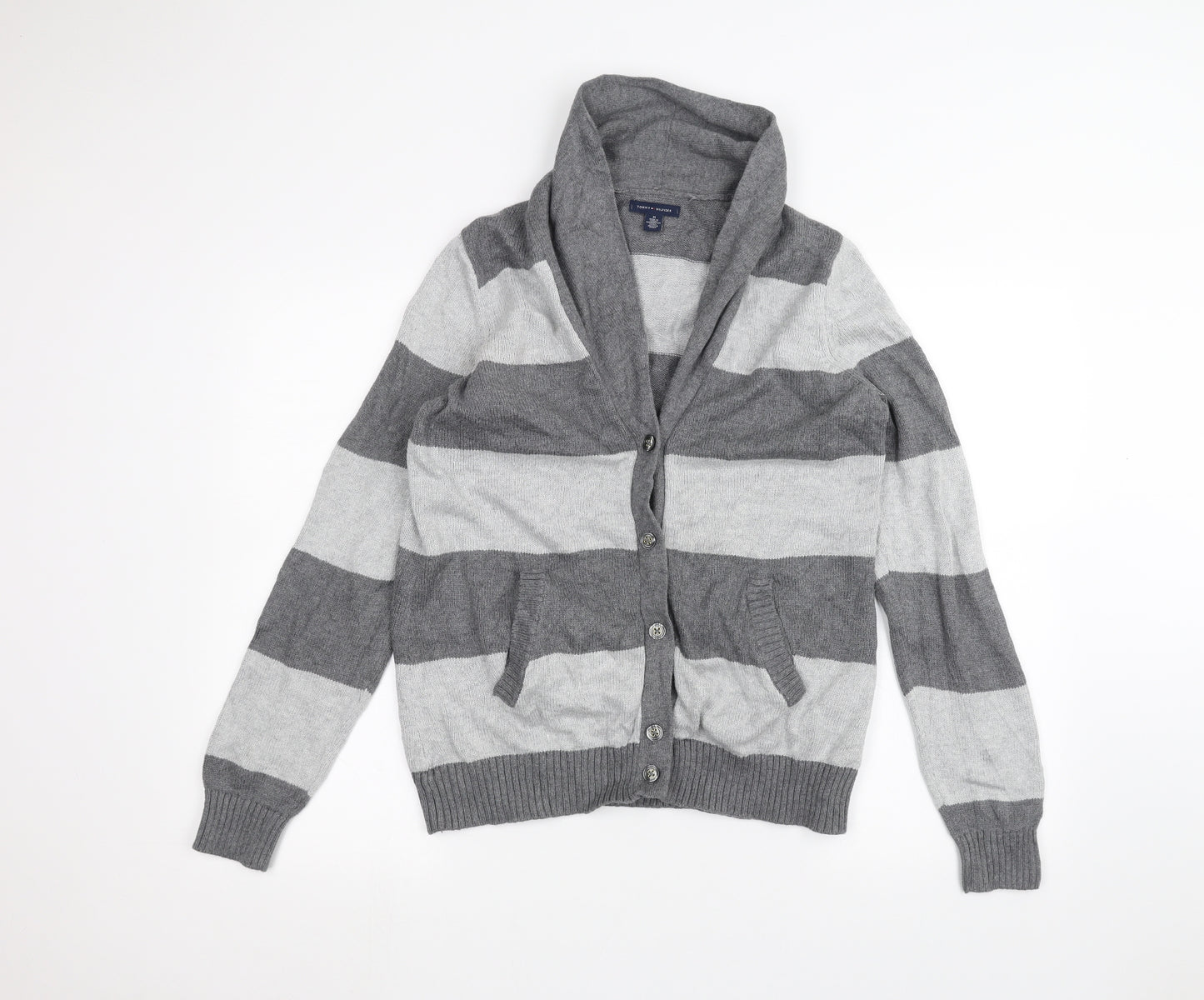 Tommy Hilfiger Mens Grey Striped  Jacket Coatigan Size M