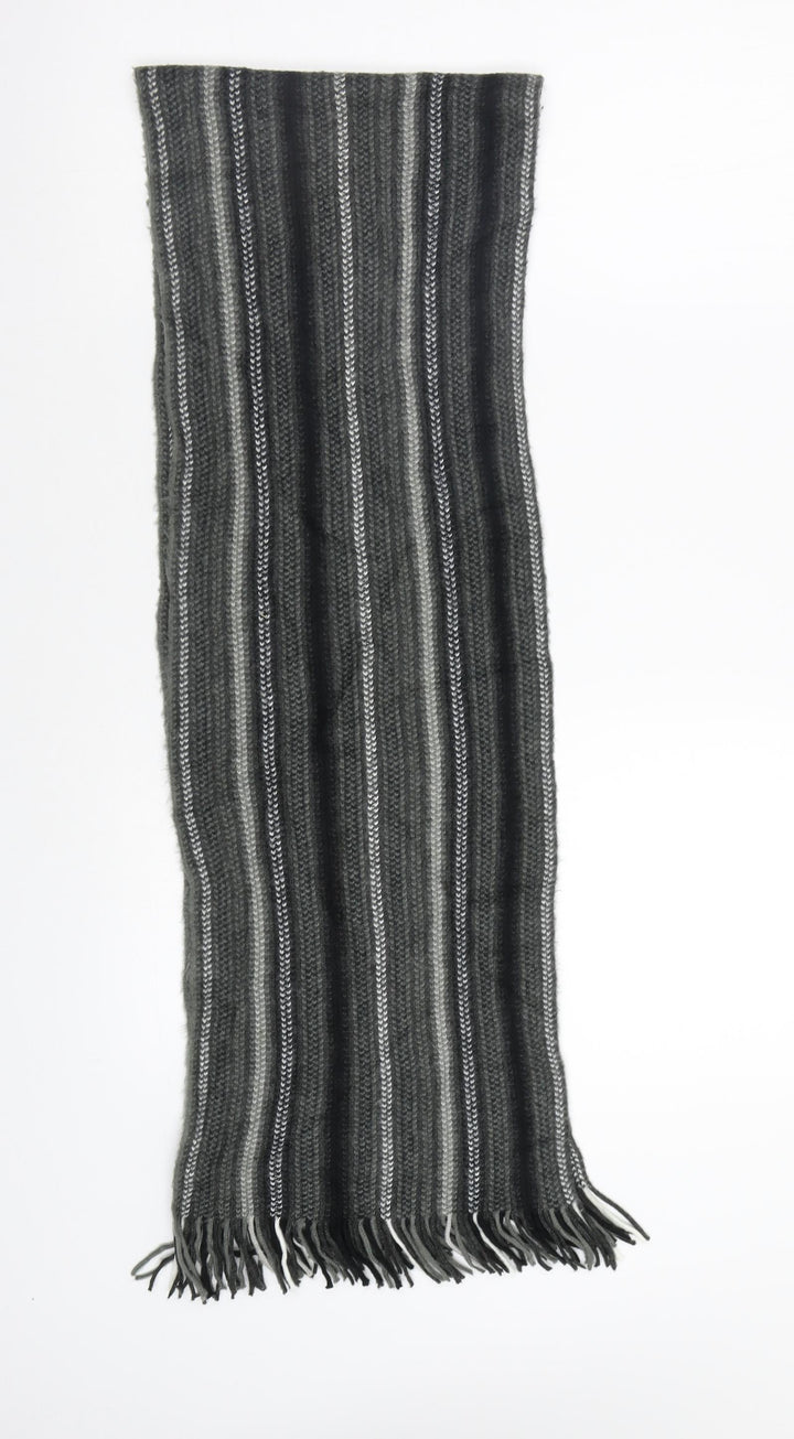 Preworn Mens Grey Striped Scarf Size Regular