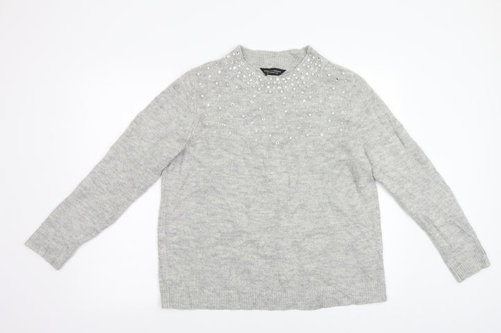 Dorothy Perkins Womens Grey   Pullover Jumper Size 18  - Beaded