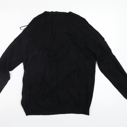 Society 8 Womens Black Floral  Pullover Jumper Size 12  - Embellished