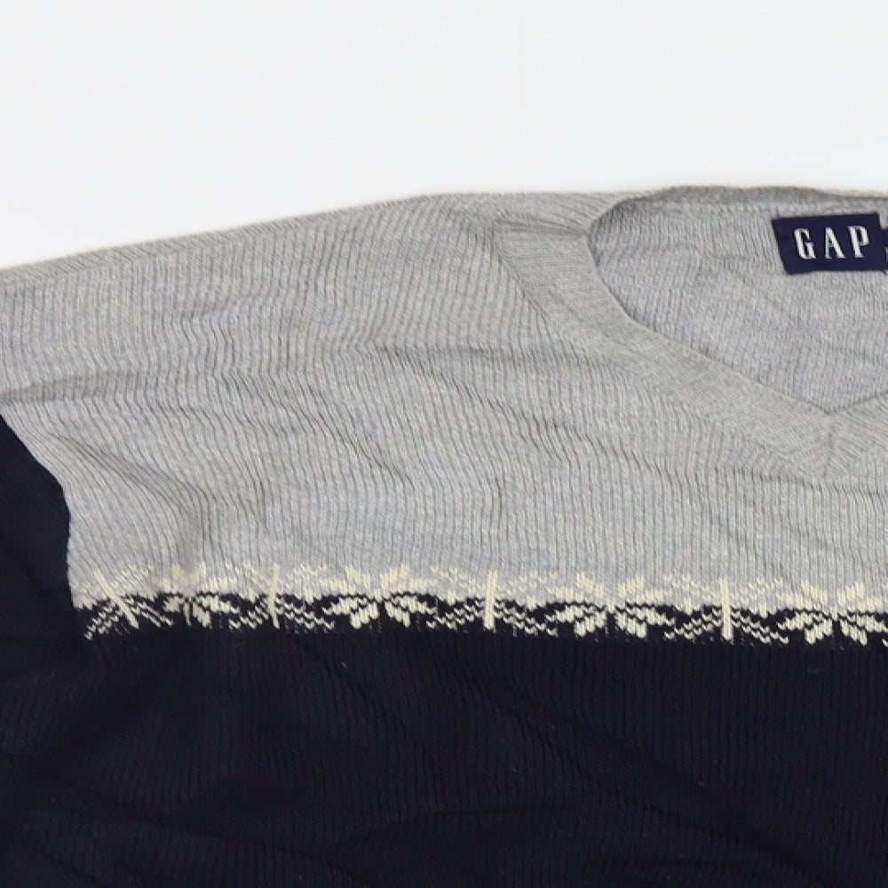 Gap Mens Blue Fair Isle  Pullover Jumper Size L