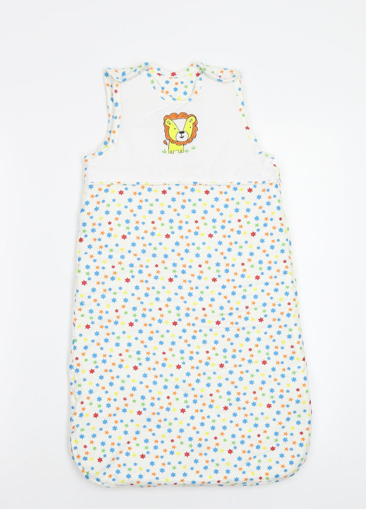 Tesco Baby White Geometric Babygrow One-Piece Size 0-3 Months - Lion