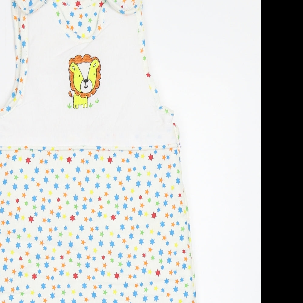 Tesco Baby White Geometric  Babygrow One-Piece Size 0-3 Months  - Lion