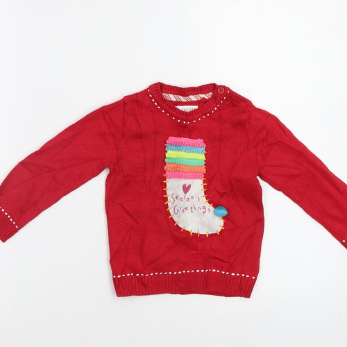 Mothercare Baby Red   Pullover Jumper Size 12-18 Months  - Xmas jumper