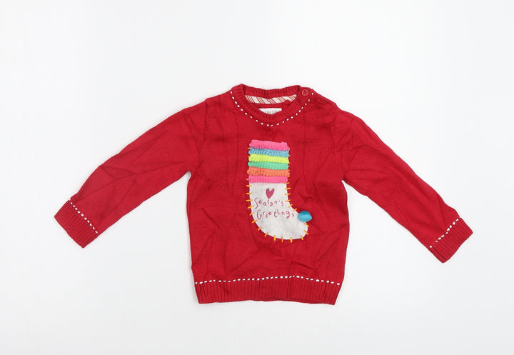 Mothercare Baby Red Pullover Jumper Size 12-18 Months - Xmas jumper