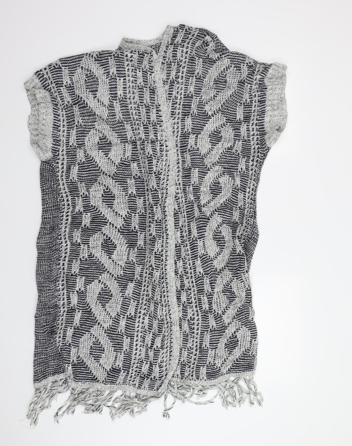 NEXT Womens Grey Geometric  Cardigan Jumper Size 16