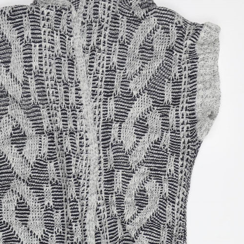 NEXT Womens Grey Geometric  Cardigan Jumper Size 16