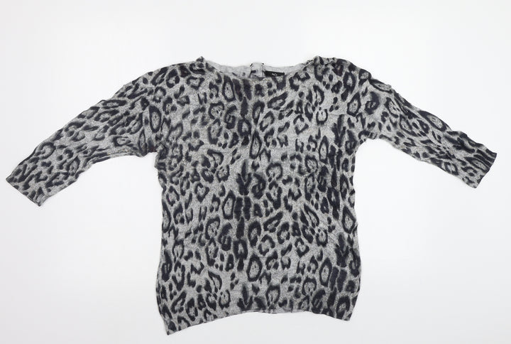 M&Co Womens Green Animal Print Pullover Jumper Size 14