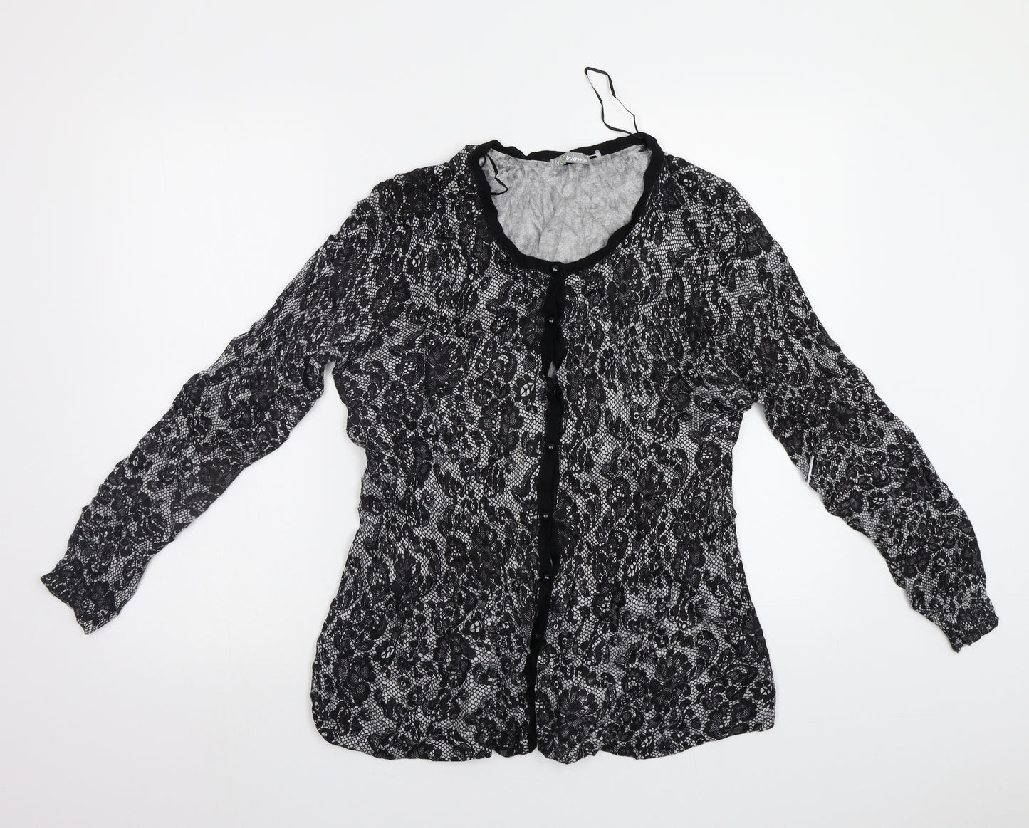 M&S Womens Black Floral  Cardigan Jumper Size 16