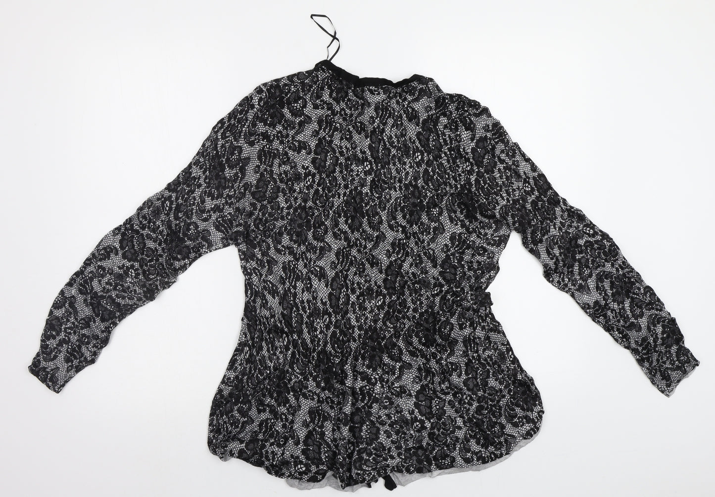 M&S Womens Black Floral  Cardigan Jumper Size 16