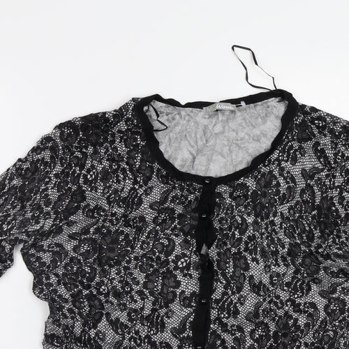 M&S Womens Black Floral  Cardigan Jumper Size 16