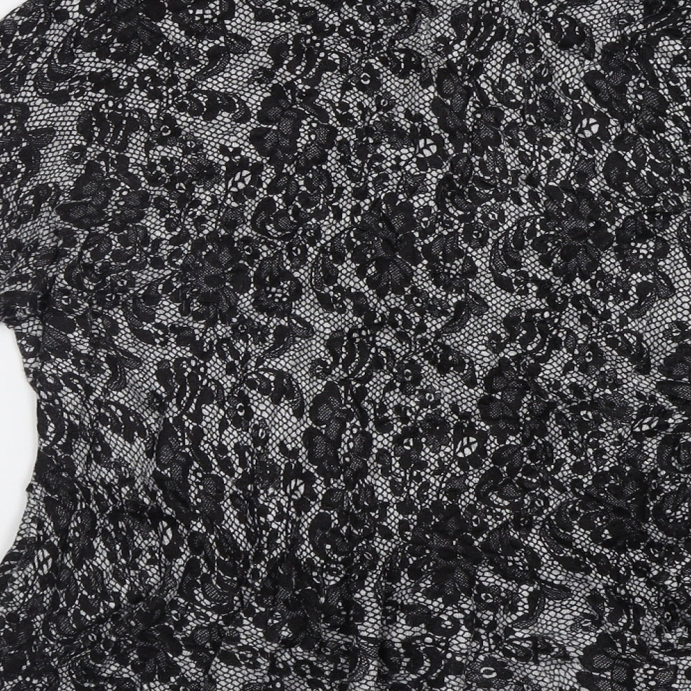 M&S Womens Black Floral  Cardigan Jumper Size 16