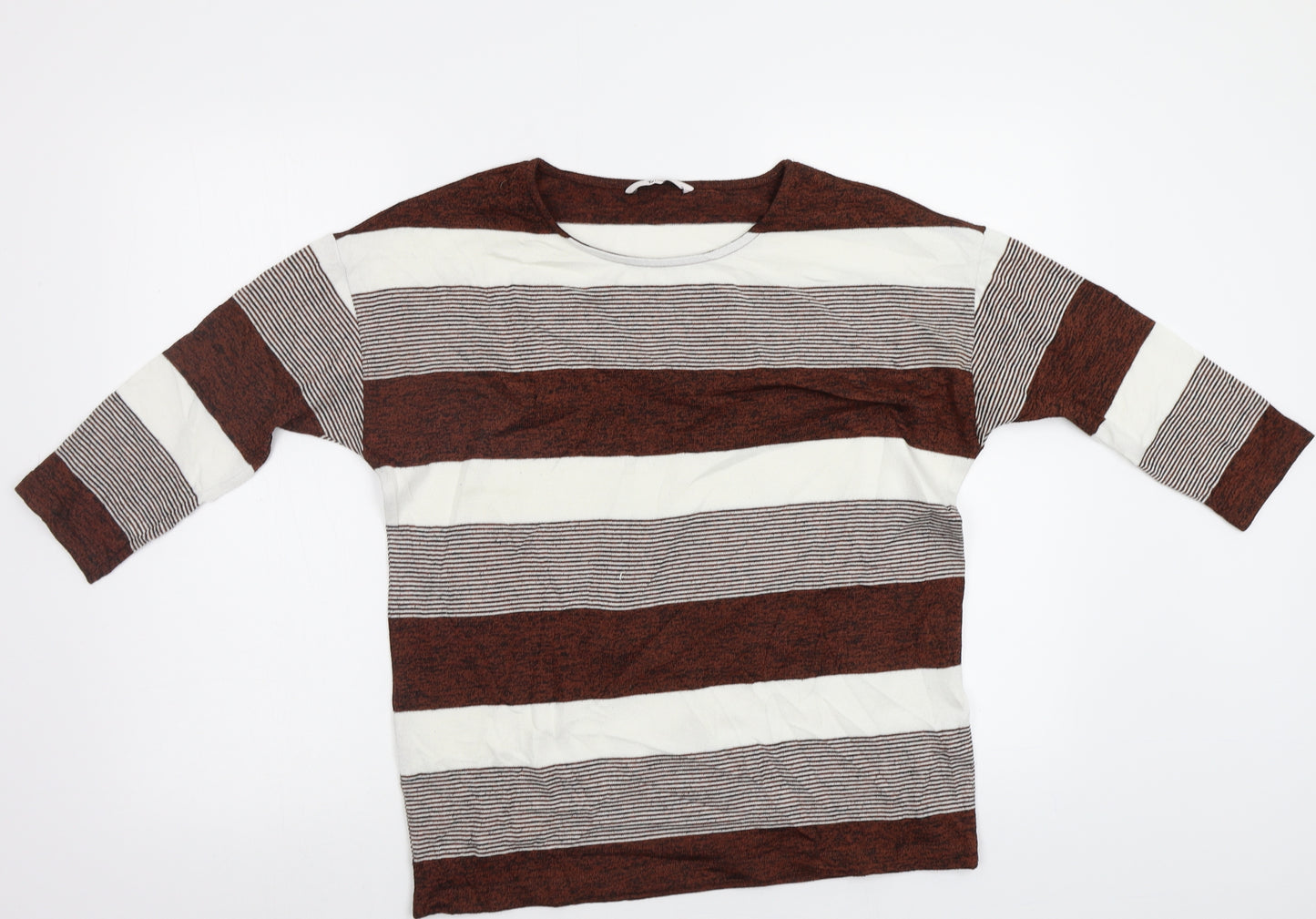 TU Womens Brown Striped  Pullover Jumper Size 10