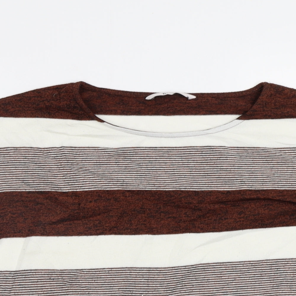 TU Womens Brown Striped  Pullover Jumper Size 10