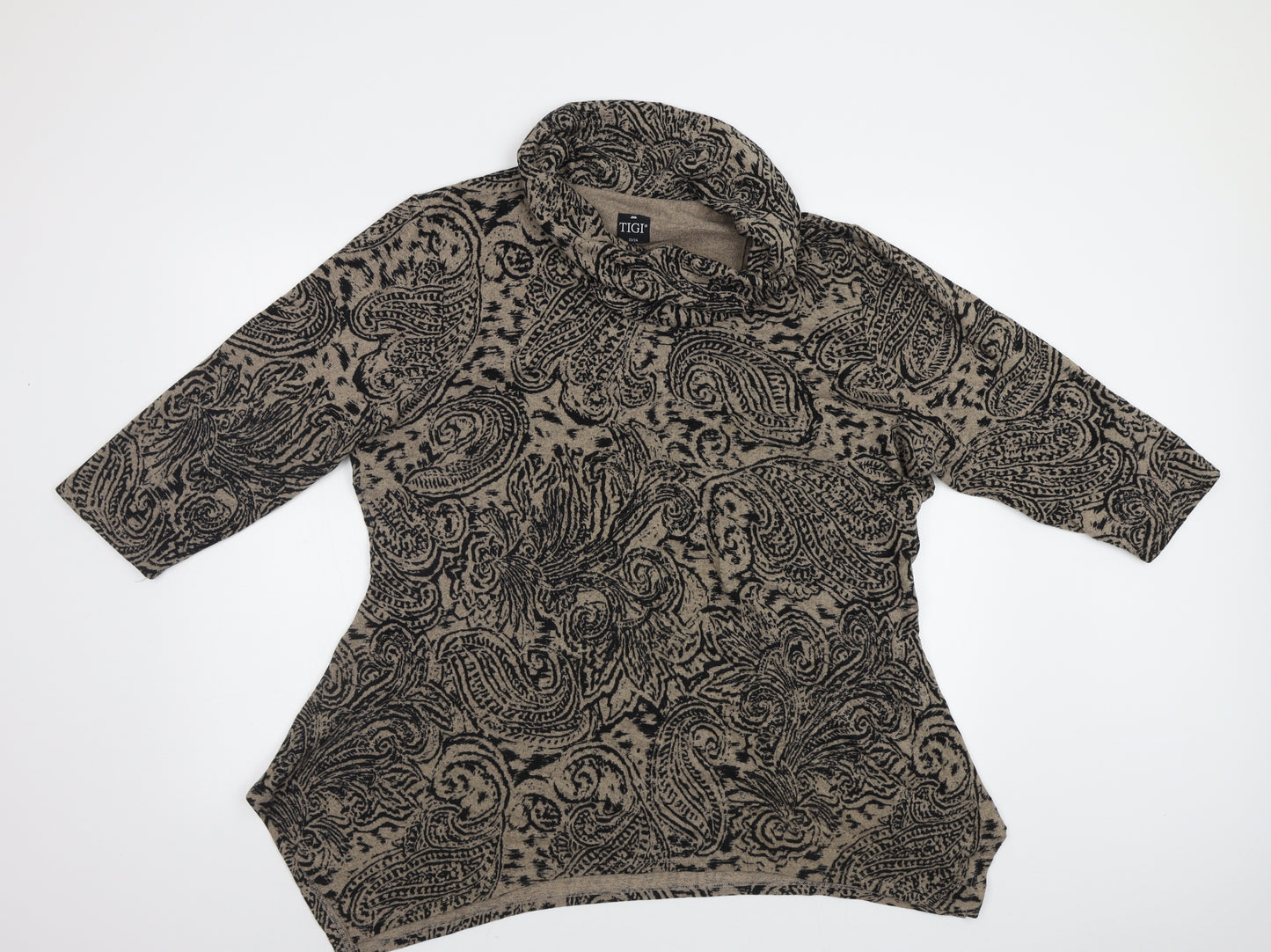 Tigi Womens Brown Geometric  Pullover Jumper Size 20