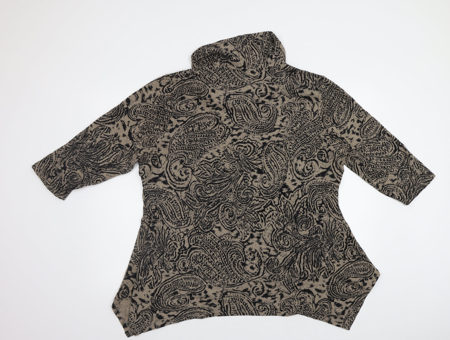 Tigi Womens Brown Geometric  Pullover Jumper Size 20