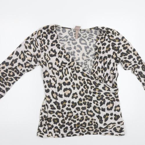 H&M Womens Beige Animal Print  Pullover Jumper Size XL