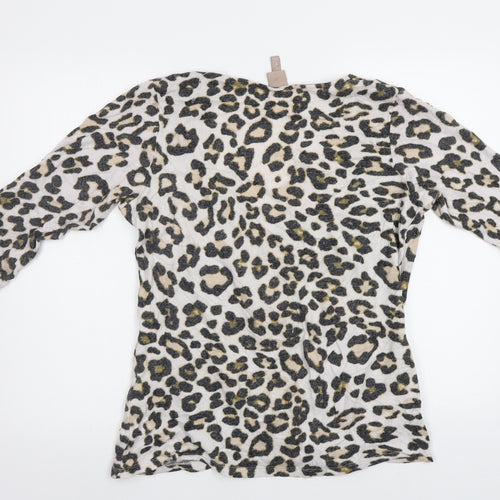 H&M Womens Beige Animal Print  Pullover Jumper Size XL