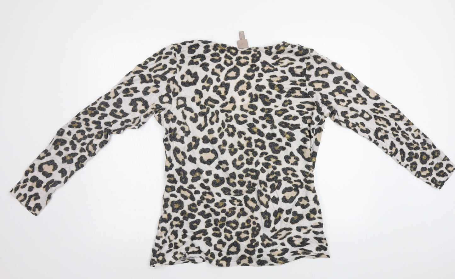H&M Womens Beige Animal Print  Pullover Jumper Size XL