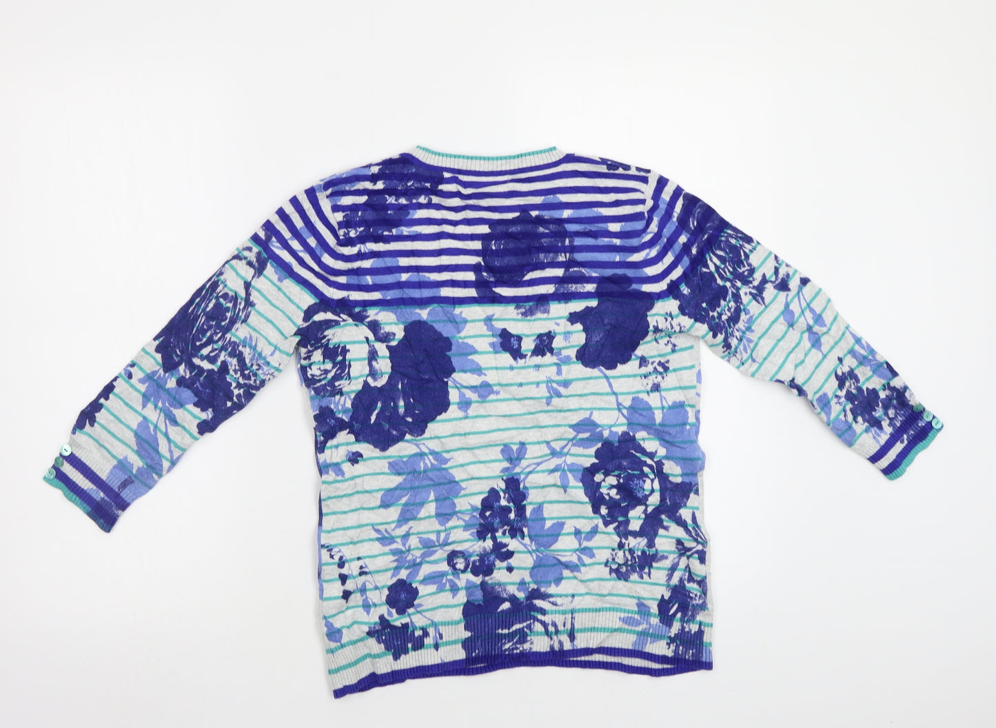 M &S Womens Blue Floral  Pullover Jumper Size 12
