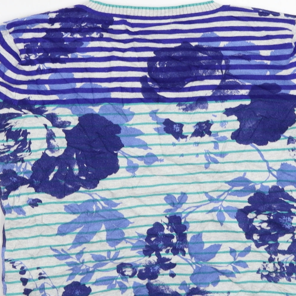 M &S Womens Blue Floral  Pullover Jumper Size 12