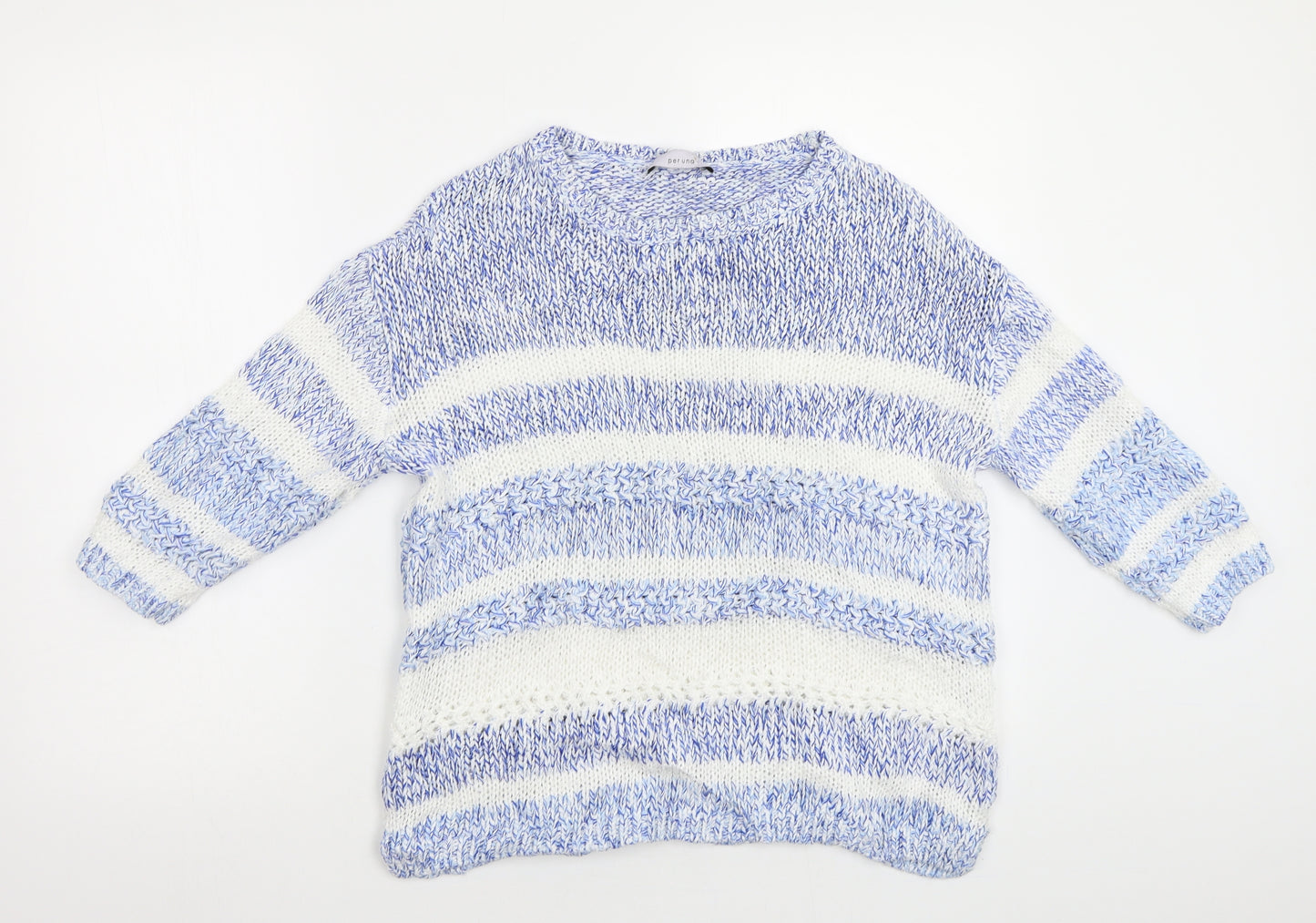 M&S Womens Blue Striped  Pullover Jumper Size 14