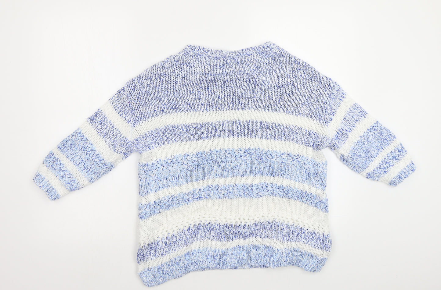 M&S Womens Blue Striped  Pullover Jumper Size 14