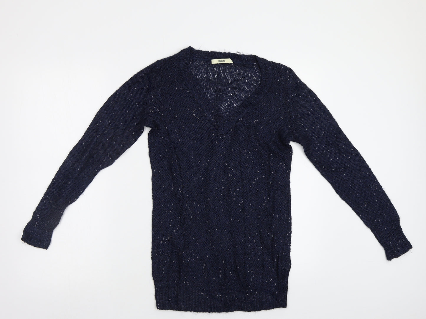 Oasis Womens Blue   Pullover Jumper Size S  - Sequin detail