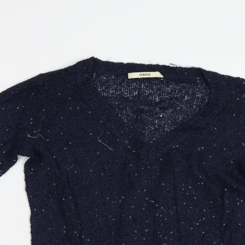 Oasis Womens Blue   Pullover Jumper Size S  - Sequin detail
