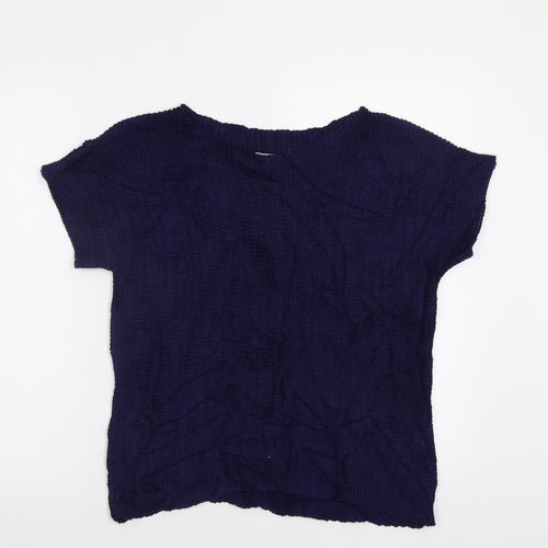 Pointelle Womens Blue   Pullover Jumper Size S