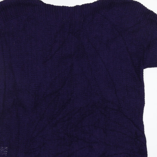 Pointelle Womens Blue   Pullover Jumper Size S