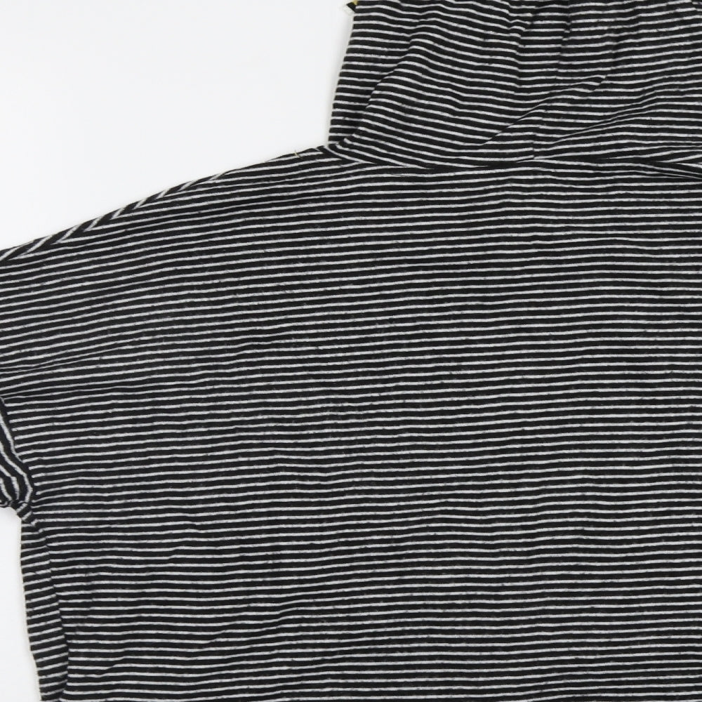 Primark Womens Black Striped  Pullover Hoodie Size M