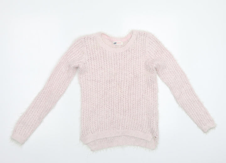 H&M Girls Pink Pullover Jumper Size 10-11 Years