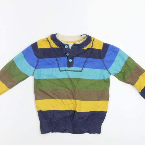 M&S Boys Multicoloured Striped  Pullover Jumper Size 3-4 Years