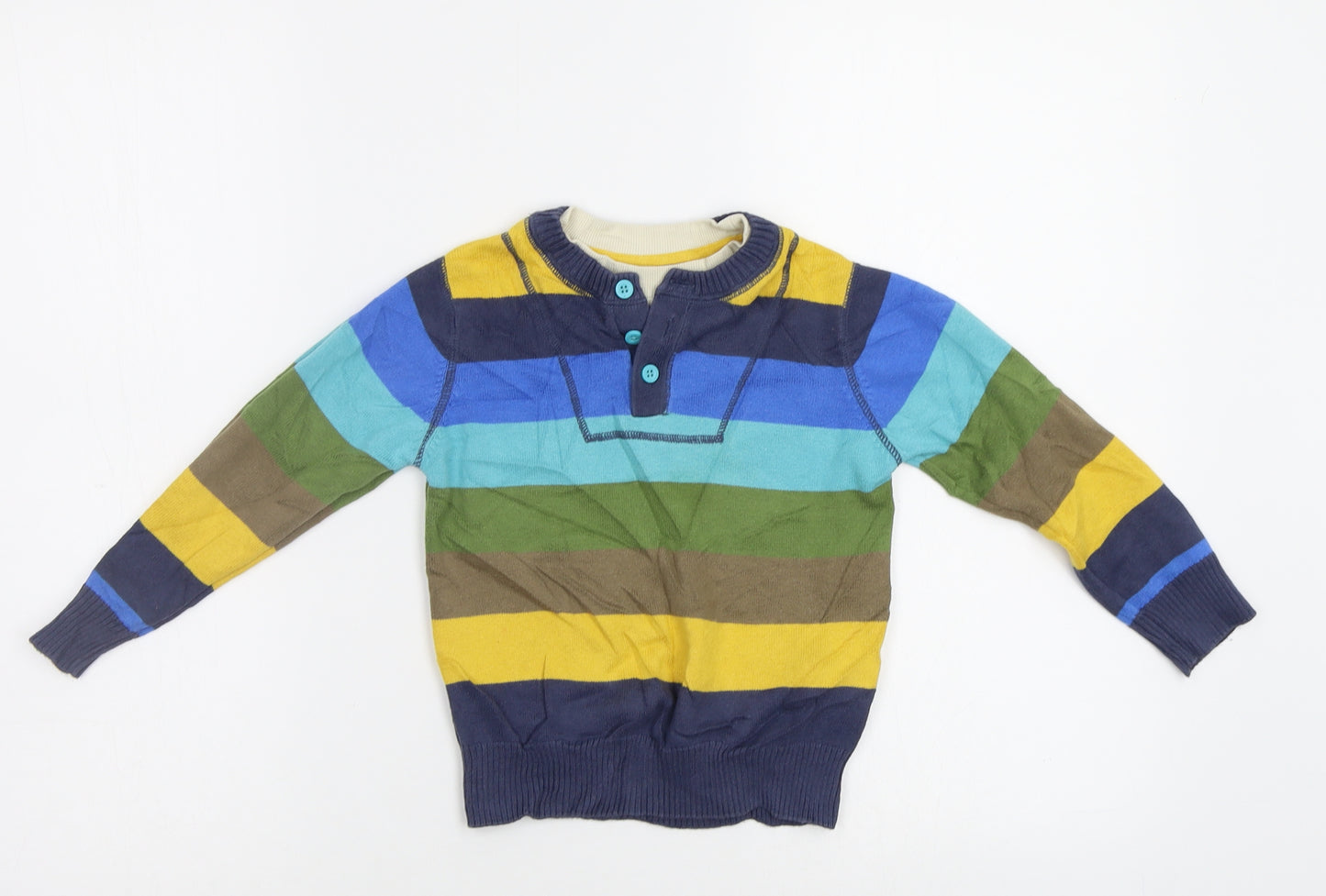M&S Boys Multicoloured Striped  Pullover Jumper Size 3-4 Years