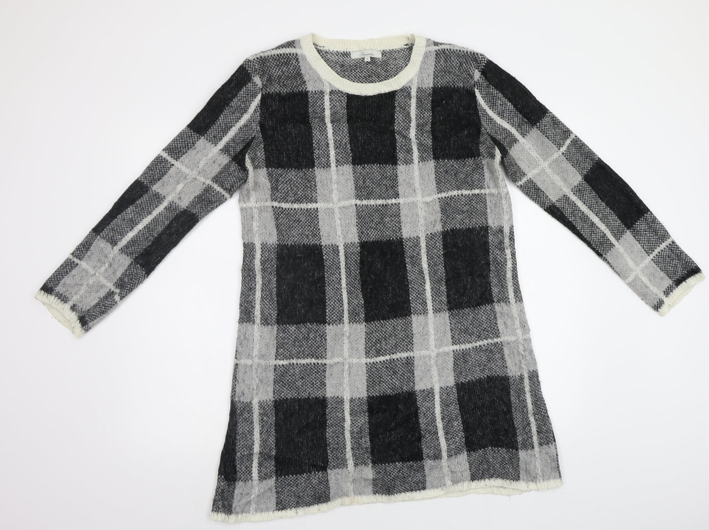 Peacocs Womens Grey Check  Jumper Dress  Size M