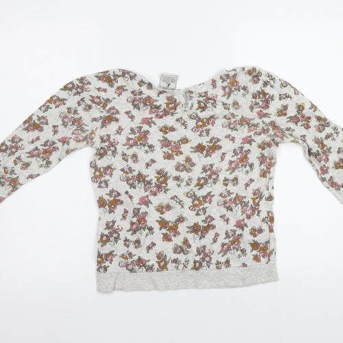 Zara Womens Grey Floral  Pullover Sweatshirt Size S