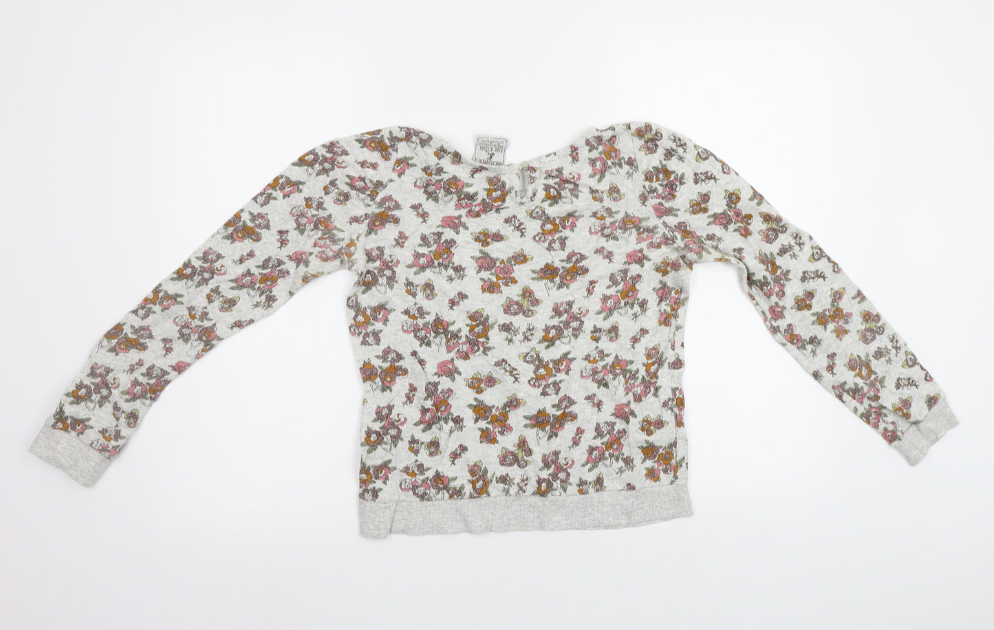 Zara Womens Grey Floral  Pullover Sweatshirt Size S