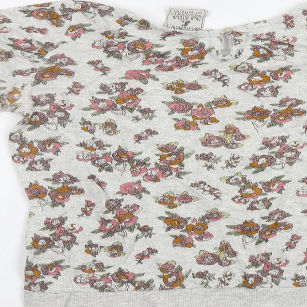 Zara Womens Grey Floral  Pullover Sweatshirt Size S